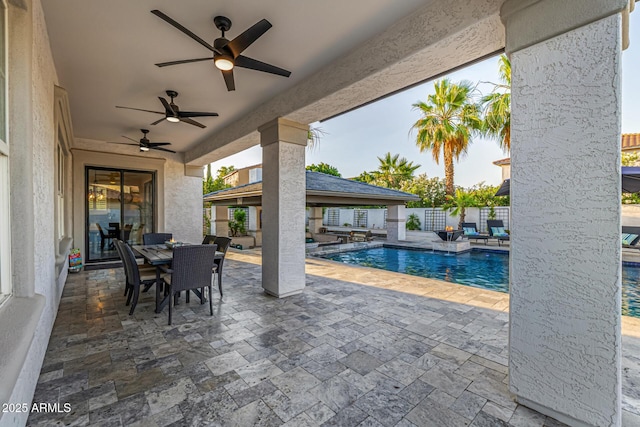 20866 W Werner Pl, Buckeye, AZ 85396 - view of pool featuring outdoor dining area, a patio area, and a ceiling fan