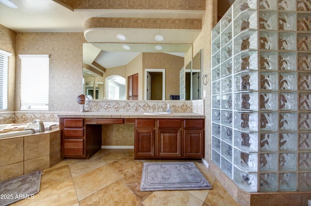 1707 E Carob Dr, Chandler, AZ 85286 - bathroom with a bath, vanity, and walk in shower