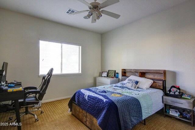 1707 E Carob Dr, Chandler, AZ 85286 - bedroom featuring carpet floors, an office area, baseboards, and ceiling fan
