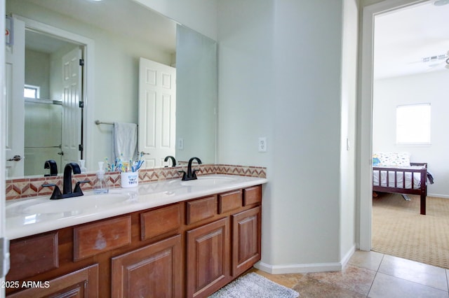 1707 E Carob Dr, Chandler, AZ 85286 - full bath with double vanity, baseboards, and tile patterned flooring