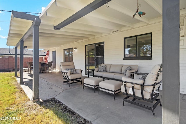 view of patio / terrace with an outdoor living space