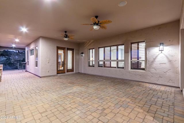 view of patio / terrace featuring french doors and a ceiling fan