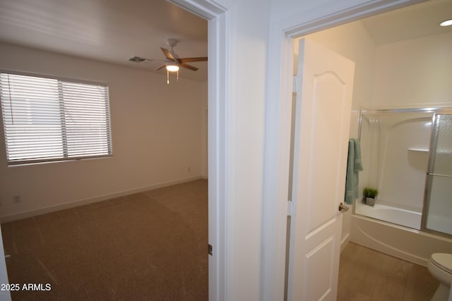 28377 N Desert Native St, San Tan Valley, AZ 85143 - full bathroom with a ceiling fan and bath / shower combo with glass door