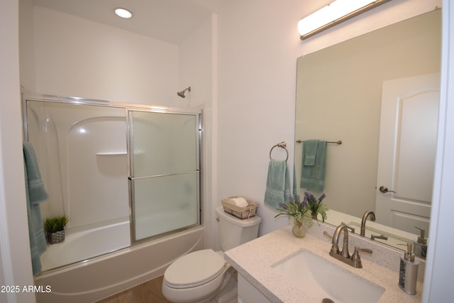 28377 N Desert Native St, San Tan Valley, AZ 85143 - bathroom with vanity, enclosed tub / shower combo, and recessed lighting