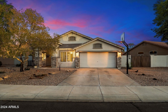 view of front of house with a garage