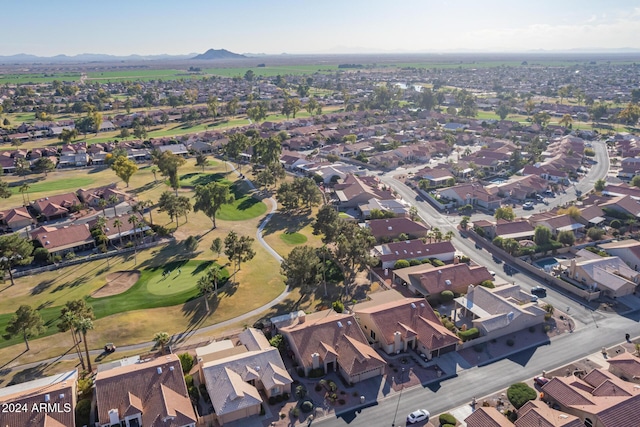 birds eye view of property with a mountain view