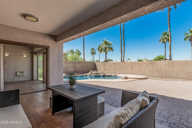 240 W Brooks St, Gilbert, AZ 85233 - view of patio / terrace with a fenced in pool and a fenced backyard