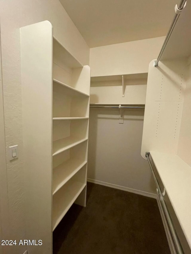 spacious closet with dark carpet