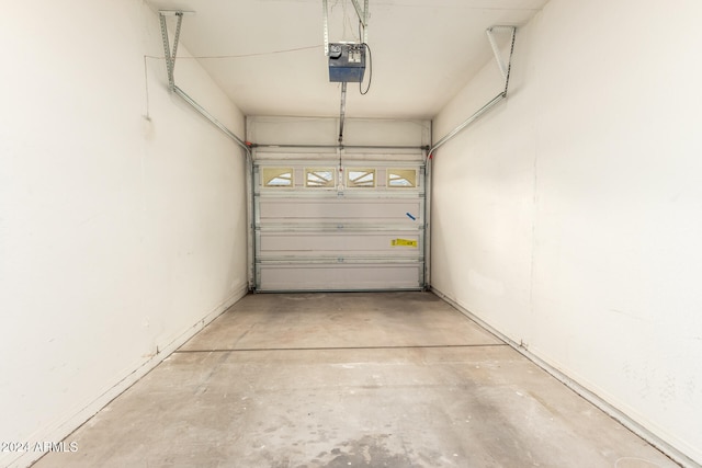 garage with a garage door opener