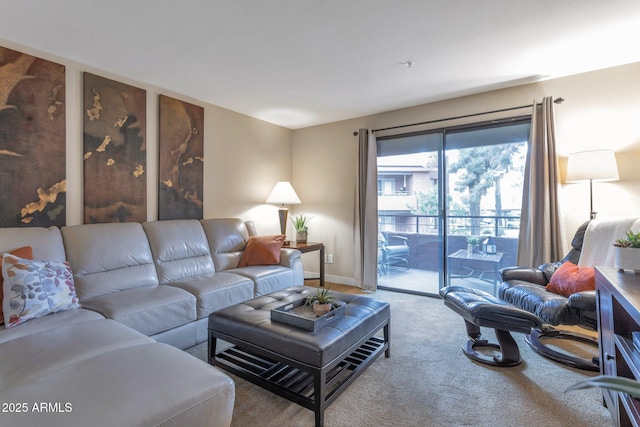 living room with carpet floors