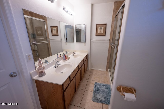 16021 N 30th St Unit 127, Phoenix, AZ 85032 - bathroom with double vanity, tile patterned flooring, and a stall shower