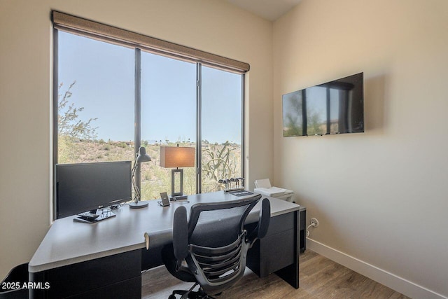 16248 E Ridgeline Dr, Fountain Hills, AZ 85268 - office area featuring light wood finished floors, baseboards, and a healthy amount of sunlight