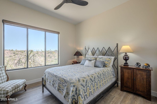 16248 E Ridgeline Dr, Fountain Hills, AZ 85268 - bedroom with ceiling fan, baseboards, and wood finished floors