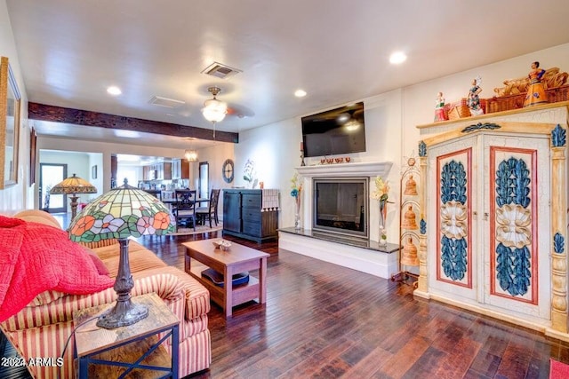 living room with hardwood / wood-style flooring