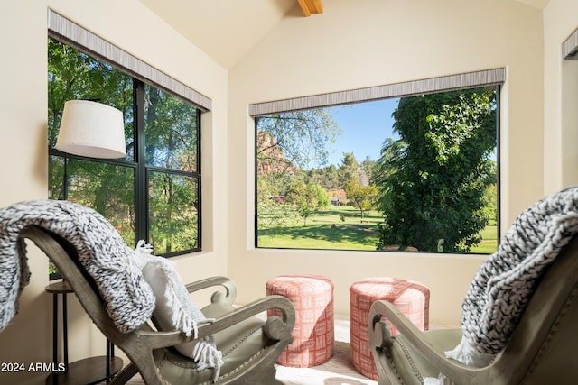 sunroom / solarium with a wealth of natural light and lofted ceiling