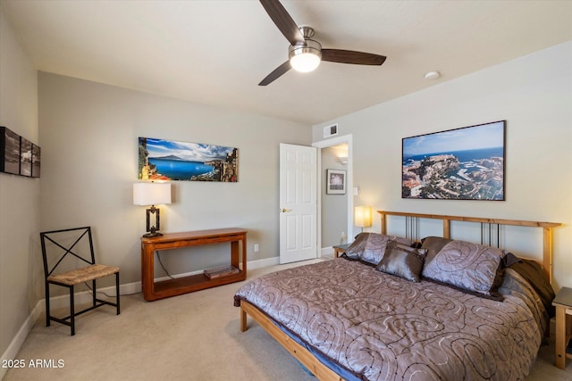 7736 E Hazelwood St, Scottsdale, AZ 85251 - carpeted bedroom featuring baseboards, a ceiling fan, and visible vents