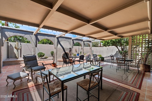 7736 E Hazelwood St, Scottsdale, AZ 85251 - view of patio / terrace with a fenced backyard and outdoor dining space