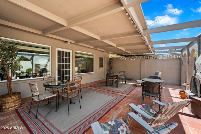 7736 E Hazelwood St, Scottsdale, AZ 85251 - view of patio / terrace with fence and outdoor dining space