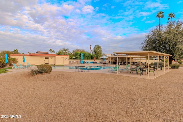 7736 E Hazelwood St, Scottsdale, AZ 85251 - exterior space with a patio, fence, and a pool