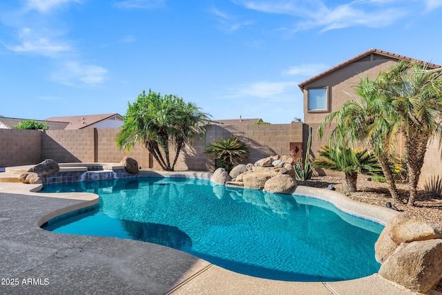 view of pool featuring a fenced in pool and a fenced backyard