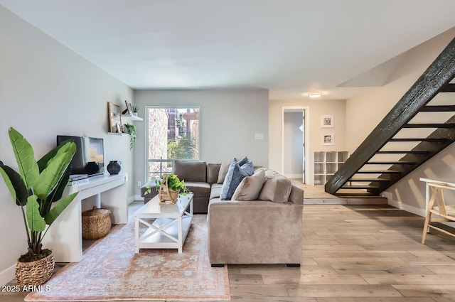 living room featuring light hardwood / wood-style flooring