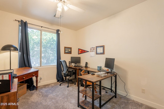 1635 E Harrison St, Chandler, AZ 85225 - carpeted home office featuring plenty of natural light, a ceiling fan, and baseboards