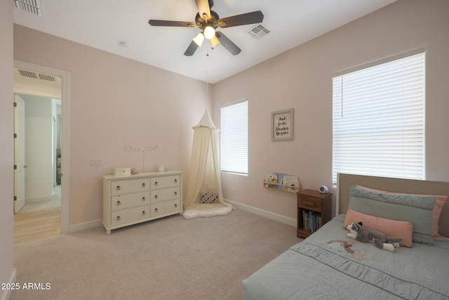 20834 W Prospector Way, Buckeye, AZ 85396 - bedroom featuring light carpet, baseboards, and ceiling fan