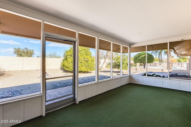 view of unfurnished sunroom