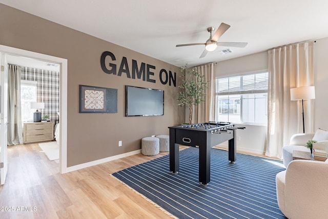 645 N Vine St, Chandler, AZ 85225 - rec room with ceiling fan, light wood-style flooring, and baseboards