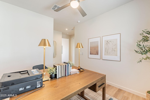 645 N Vine St, Chandler, AZ 85225 - home office with wood finished floors, ceiling fan, baseboards, and recessed lighting