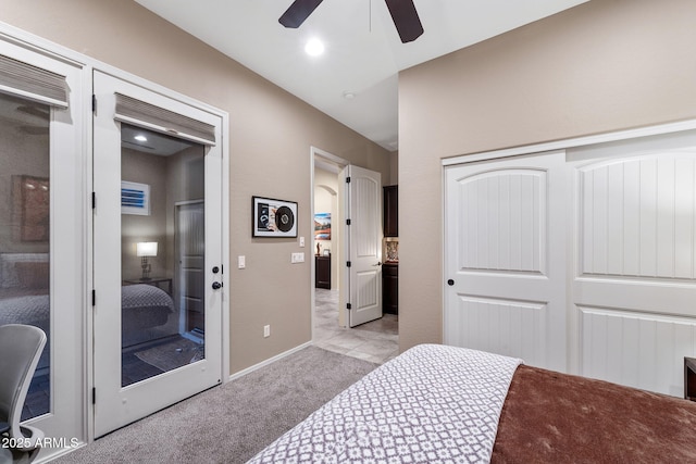 1829 N Atwood, Mesa, AZ 85207 - carpeted bedroom featuring a closet, ceiling fan, baseboards, and recessed lighting