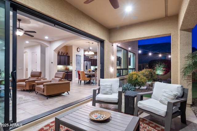1829 N Atwood, Mesa, AZ 85207 - view of patio with outdoor dining space, a ceiling fan, and an outdoor hangout area