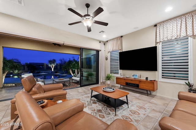 1829 N Atwood, Mesa, AZ 85207 - living area with a ceiling fan, visible vents, and recessed lighting
