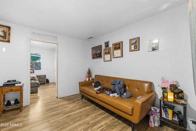 living room with light wood-type flooring