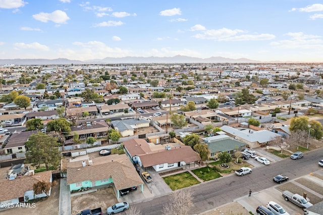 bird's eye view with a mountain view