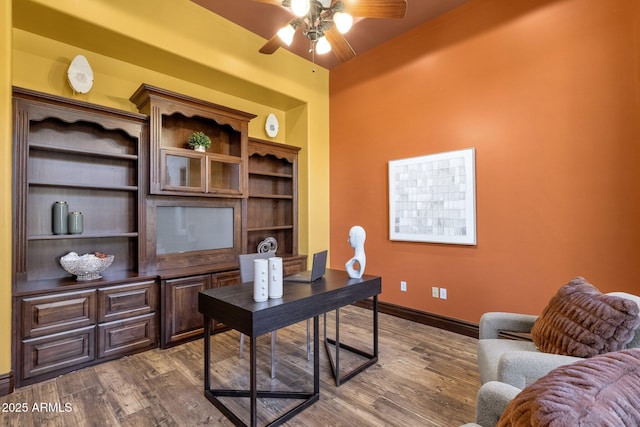 4301 E Taurus Pl, Chandler, AZ 85249 - office area with a ceiling fan and wood finished floors