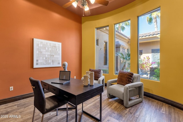 4301 E Taurus Pl, Chandler, AZ 85249 - office area with ceiling fan and wood finished floors