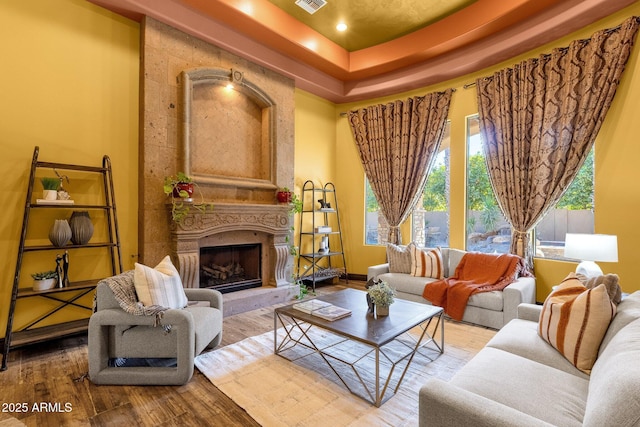 4301 E Taurus Pl, Chandler, AZ 85249 - living area with a fireplace and wood finished floors