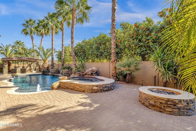 4301 E Taurus Pl, Chandler, AZ 85249 - view of pool with a patio area, a fenced backyard, and a fire pit