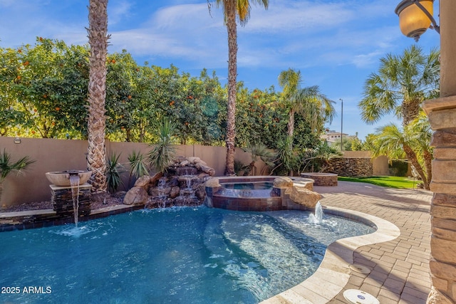 4301 E Taurus Pl, Chandler, AZ 85249 - view of swimming pool with a fenced backyard and a pool with connected hot tub