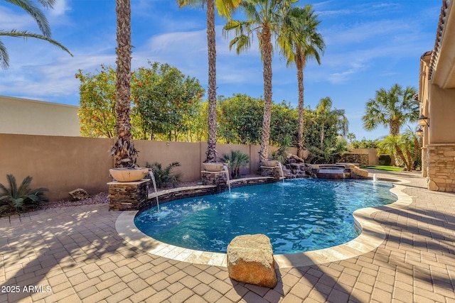4301 E Taurus Pl, Chandler, AZ 85249 - view of pool with a patio, a fenced backyard, and a pool with connected hot tub