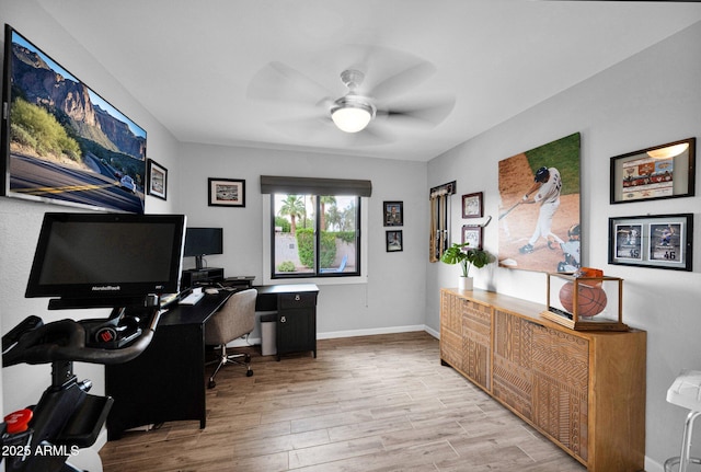 8730 E Montecito Ave, Scottsdale, AZ 85251 - office with a ceiling fan, wood finished floors, and baseboards