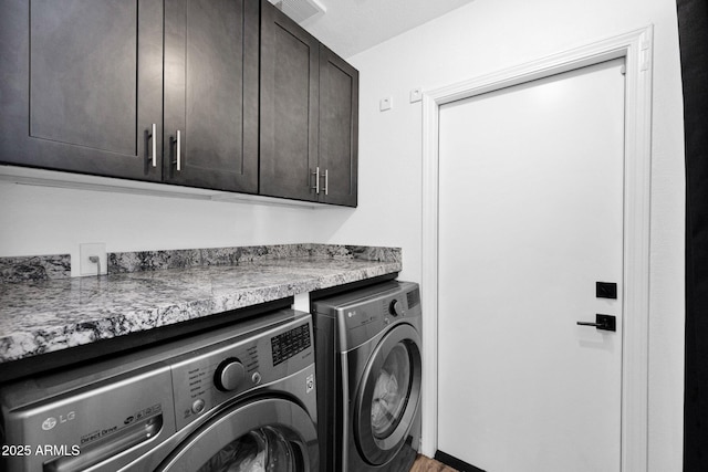 8730 E Montecito Ave, Scottsdale, AZ 85251 - laundry room featuring cabinet space, separate washer and dryer, and wood finished floors
