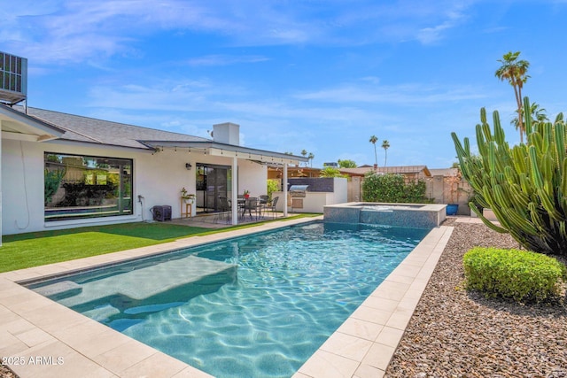 8730 E Montecito Ave, Scottsdale, AZ 85251 - view of pool with an outdoor kitchen, a patio, and a pool with connected hot tub