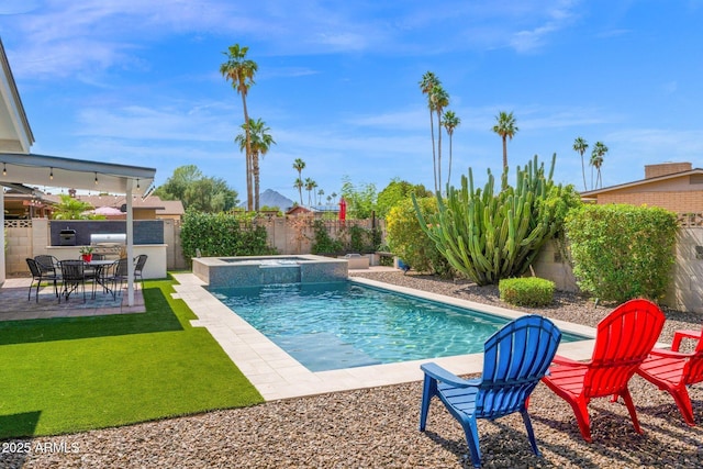 8730 E Montecito Ave, Scottsdale, AZ 85251 - view of pool featuring a patio, an in-ground hot tub, and area for grilling