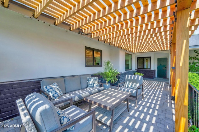 8730 E Montecito Ave, Scottsdale, AZ 85251 - view of patio featuring outdoor lounge area and a pergola