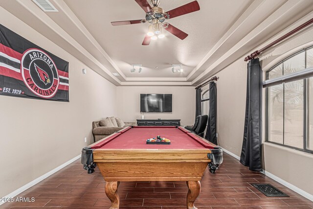 23644 N 67th Ave, Peoria, AZ 85383 - game room with baseboards, ceiling fan, wood finished floors, and visible vents