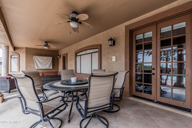 23644 N 67th Ave, Peoria, AZ 85383 - view of patio with a ceiling fan, french doors, and outdoor dining space