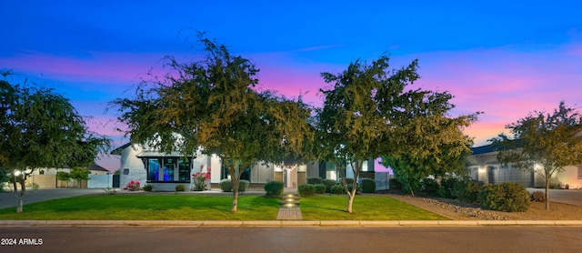 obstructed view of property featuring a yard