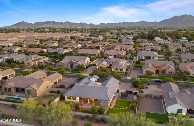 bird's eye view with a mountain view